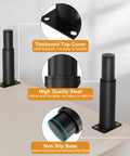 Close-up of adjustable metal furniture legs set of four from 5.12 to 9.45 inches, highlighting thickened top cover and non-slip base.