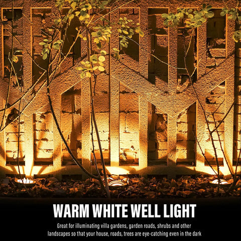Low Voltage Well Lights Outdoor LED Landscape Kit 4W 200 Lumen In Ground Lighting Weatherproof 12V Warm White 2800K lighting