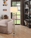 Cosimo 61 Inch Brushed Nickel LED Floor Lamp With Dimmer featuring steel ball design in a living room setting