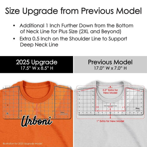 Comparison of XL Size T Shirt Ruler Guide for Perfect Vinyl Alignment And Center Design Placement, 2025 and Previous Model
