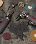 Badass 1/4 Inch Collet Air Die Grinder Rocking Zero Point Four Horsepower And Twelve Thousand Rpm with grinding accessories.