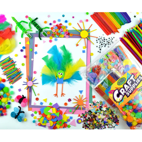 One Stop Arts And Crafts Kit For Kids And Toddlers With A Seriously Huge Supply Of Pipe Cleaners, Popsicle Sticks, Matchsticks