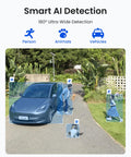 Ultra Wide 4K Dual Lens Outdoor Wireless Security Camera System With Solar Power detecting car, person, dog on driveway