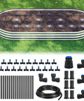 Raised Bed Drip Irrigation Kit For Flower Beds Up To 4x8 Feet DIY Garden Grid Watering System displayed with components and setup on lawn