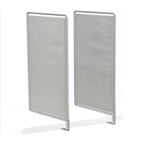 Set Of 2 Shelf Dividers For Closet Organization And Linen Storage Easy Slide Towel And Linen Dividers Space Saving Linen Closet Organizer Keeps Pants And Towels Neat Platinum Finish