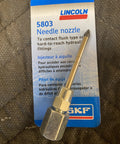 Lincoln 5803 needle grease nozzle with hardened steel tip, 1/8 in female NPT, front view
