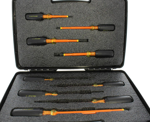 Pro Grade Insulated Screwdriver Set 9 Piece Orange Cushioned Grip Handles Slotted And Phillips Insulated Drivers For Electricians