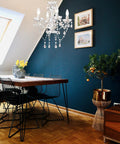 White Mini Crystal Chandelier Lighting For Bedroom Lit Four Light Modern Hardwired Pendant Fixture With 15 Inch Chain