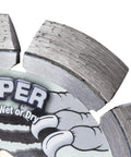 Close-up of Diamond Crack Chaser Blade For Concrete And Asphalt, Four And A Half Inch Wet Or Dry Cut Diamond Blade With V Shaped Teeth