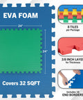 Interlocking EVA Foam Floor Tiles 8 Pack, 32 Sq Ft Kid Friendly Playroom And Home Gym Padding, multicolor tiles diagram