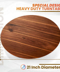 Top view of 21 Inch Acacia Wood Lazy Susan For Tabletop Giant Round Turntable Serving Tray Next Level Charcuterie And Cheese Boards Platter Extra Large Organizer For Countertop Kitchen Revolution showcasing wood grain and heavy duty design.