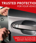 All-Fit automotive car door edge protector, clear 10 ft adhesive molding, installation on car door edge.