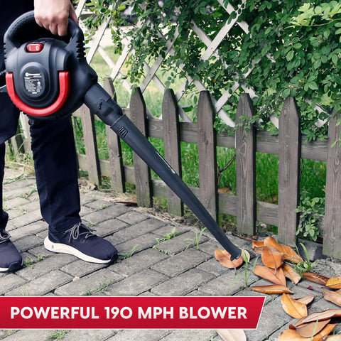 Beast All In One Wet Dry Vacuum With Detachable Blower 6 Gallon 5 Peak HP 70 CFM in use blowing leaves outdoors