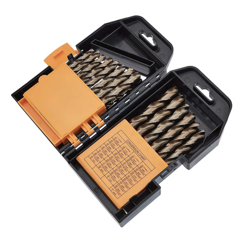 Titanium Drill Bit Set With M35 High Speed Steel HSS For Steel Alloy Aluminum And Other Hard Metals 29 Piece Professional Drill Bit Kit