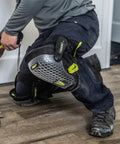 Person using Dual Gel Foam Knee Pads With Comfort Hinge All Day Cushioning And Non Marring Caps for flooring work