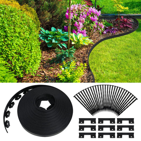 No Dig 148Ft 2 Inch Tall Landscape Edging Kit With 70 Spikes And 20 Connectors For Flexible Garden Border Black 2 Inch Lawn Edge System For Lawn Garden Flower Beds