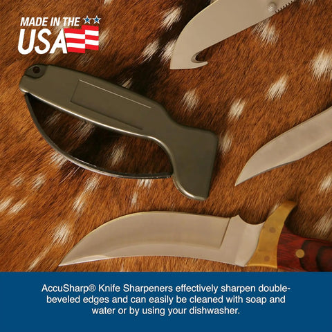 Ergonomic Knife Sharpener With Compact Grip, Easy To Use, Restores And Hones Straight And Serrated Blades In Seconds, Durable OD Green Finish For Kitchen Or Outdoor, Slim Travel Friendly