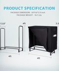 Heavy Duty Four Foot Indoor Outdoor Firewood Storage Rack With Weatherproof Zippered Cover And Sturdy Steel Log Stand