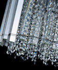 Close-up view of sparkling crystal sticks on Crystal Ceiling Light Fixture 4-Light Flush Mount With E12 Base Modern Chrome Finish D11 X H9.5 Inches