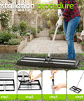 Installation process of Heavy Duty Lawn Leveling Rake With Aluminum Rollers 40x10 Inch Adjustable Handle 27 To 80 Inch Stainless Steel Ground Leveler.