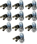 Tough As Nails Tubular Cam Lock Set With Removable Keys Keyed Alike Chrome Finish RV Storage Lock, Pack of Ten, 5/8 inch, 90 Degree