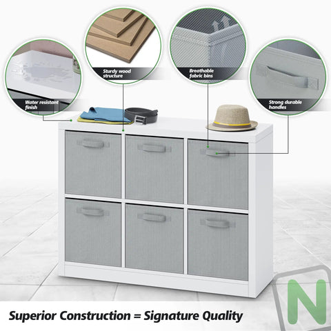 Six Cube Storage Organizer Set With Fabric Bins For Clothes Toys And More Space Saving Cube Shelves Must Have Dorm Room Essentials
