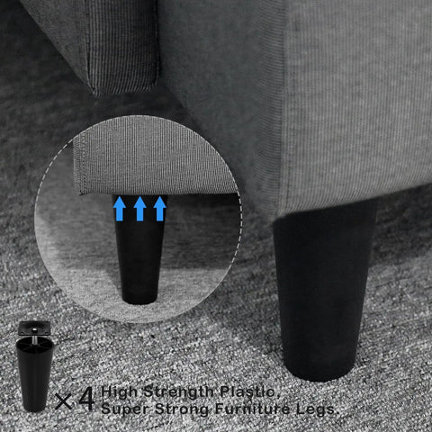 Furniture leg installation on a sofa with 4 Pack 4.6 Inch Plastic Sofa Legs With M8 Screws, Tapered Replacement Furniture Feet