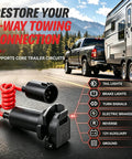 Wireless Bluetooth Trailer Brake Controller With 7 Pin Connector Plug That Lets You Dial In Braking Sensitivity On Your Smartphone For Heavy Hauls And Stress Free Road Trips with 7-way towing connector on road.