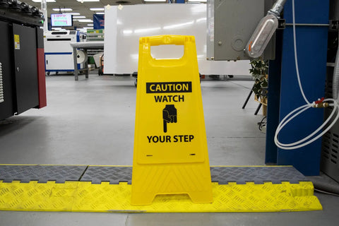 Heavy Duty Double Sided Watch Your Step Caution Sign For Job Sites And Warehouses Non Slip Floor Decal Rock Solid Work Zone Safety Sticker Built To Last And Keep Crews From Taking A Fall