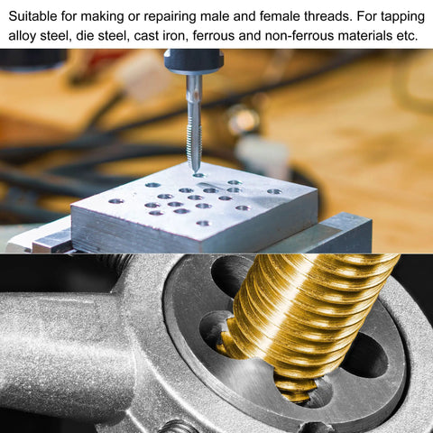M14 X 2 Left Hand Tap And Die Set for quick thread repair in metal, showing tap and die in use on alloy steel.