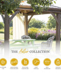 Adler Curtain Rod In Black Finish Heavy Duty Five Eighth Inch Diameter Textured Steel Industrial Pipe Style For Indoor Outdoor Use Adjustable 28 To 48 Inches Rust Resistant Durable Home Decor Window Hardware, shown with outdoor setup under pergola.