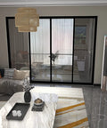 Living room with Handwoven Bamboo Pendant Light With Battery And Remote, Natural Rattan Hanging Lamp over coffee table.