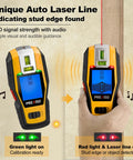 2-In-1 Stud Finder With Laser Level, Rechargeable Cross Line Laser And Wall Scanner showing stud detection on wall