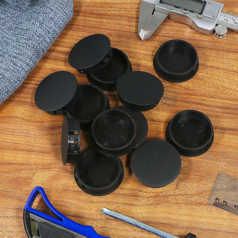 10 Pcs 38mm Plastic Hole Plugs Snap In Locking Hole Covers Circular End Caps For Furniture Posts Fencing Pipes Black Nylon