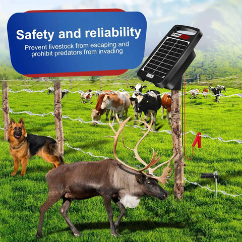 Solar Powered Fence Charger 0.18J Output With 24 7 Day Night Protection Portable Fence Energizer For Dogs Chickens Garden And Livestock