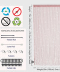 Light Pink Beaded String Curtain For Doorways With Glitter Beads Privacy Panel For Door Window Closet Laundry Room And Living Spaces 39 Inch Wide By 79 Inch High Polyester Eco Friendly Easy Hang With Hooks For Quick Setup