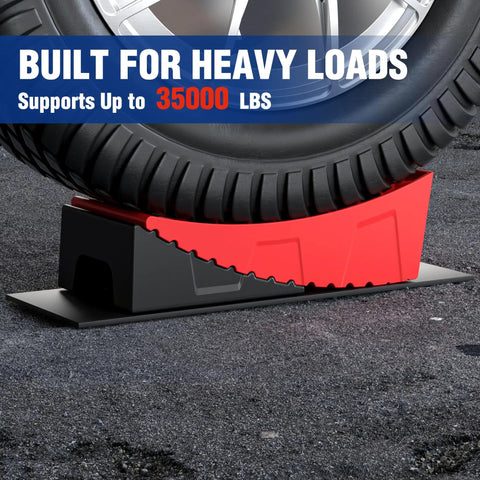 Heavy Duty Nine Piece Rv Leveling Blocks Kit Rated Eight Thousand Pounds For Camper And Travel Trailer Stabilizers on asphalt.
