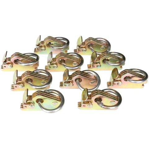 Beefy E-Track O Ring Tie-Down Anchors With Spring Loaded Mechanism, Industrial Strength Cargo Tie Downs, 10 Pack