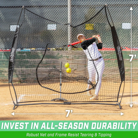 7 Foot By 7 Foot Baseball And Softball Practice Net For Hitting And Pitching Indoors Or Outdoors In Team Colors Durable Backstop Net