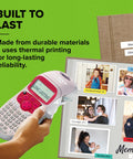 Pink Handheld Label Maker For Home And Office, Lets You Create Quick, Stylish Labels With ABC Keyboard, showing printed label
