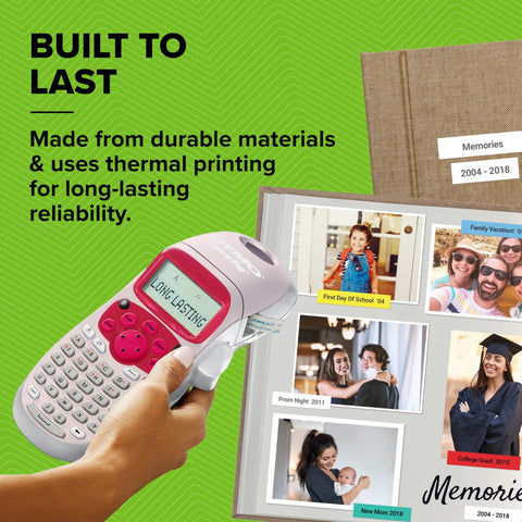 Pink Handheld Label Maker For Home And Office, Lets You Create Quick, Stylish Labels With ABC Keyboard, showing printed label