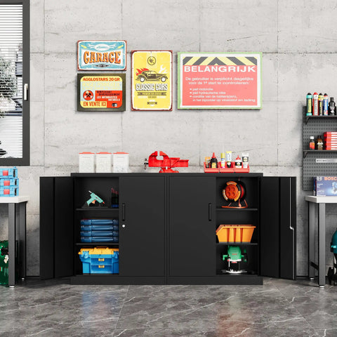 36 Inch Tall Metal Storage Cabinet With Lockable Doors And Adjustable Shelves Black Steel Storage Cabinet for tools