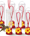 Set Of 6 Mini Hummingbird Feeders With Hanging Wires, Transparent Outdoor Hummingbird Feeder Set With Flower Shaped Sipping Outlet, Includes 3 Cleaning Brushes For Easy Cleaning On Patio, Lawn, Garden And Backyard.