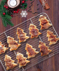 Half Sheet Baking Pan With Wire Cooling Rack Set For Oven Cooking 17.7 By 13 Inch Stainless Steel Rimmed Tray with tree-shaped cookies