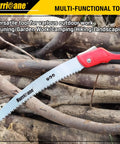 Beast 10 Inch Folding Hand Saw With SK5 Steel Blade And Triple Cut Razor Teeth For Pruning Trees Gardening Camping And Bushcraft Cuts Green And Dry Wood Easily Portable Foldable Design With Non Slip Ergonomic Handle on logs