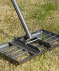 Heavy Duty Lawn Leveling Rake With Adjustable 60 Inch Handle 17 By 10 Inch Ground Leveler on grass for lawn prep
