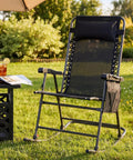 26 Inch Zero Gravity Outdoor Rocking Chairs Set Of 2 Foldable Loungers with pillow on lawn