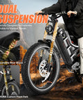 Built Different 3000W Electric Bike Rolling At 42 MPH With 100 To 200 Mile Range powered by adjustable dual suspension and 26-inch fat tires.