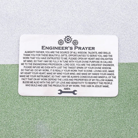 Techie Engineer Gift For Men Engineers Prayer Wallet Card Featuring Electrical And Mechanical Engineering Themed Jewelry, stainless steel card