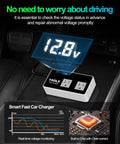 300 Watt Car Power Inverter Converts 12 Volt Dc To 110 Volt Ac Featuring Dual USA Outlets and Four Fast USB Ports with voltage display.